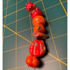 Handmade Orange Pumpkin Lampwork Glass Beads - New